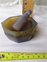 Vtg Agate Mortar & Pestle - Has Chips