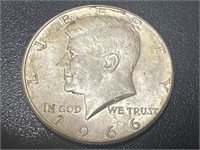 1966 Kennedy 40% Silver Half Dollar