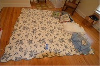 MACHINE STITCHED (FACTORY) QUILT 86 IN X 88 IN,