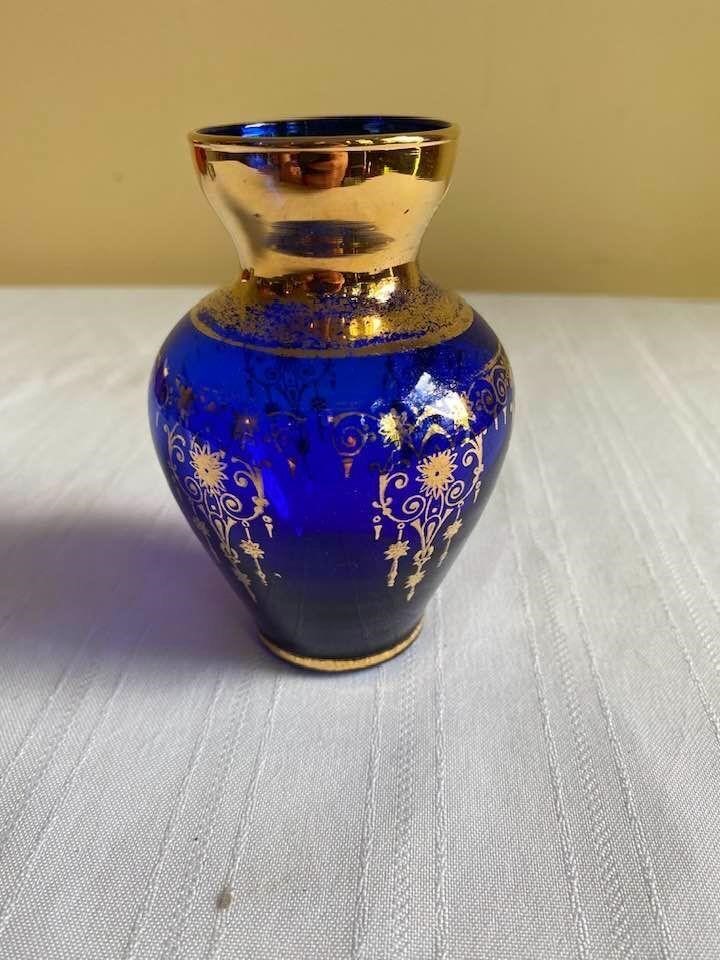 Murano Glass Blue/Gold Vase
