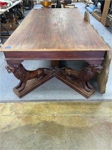 Lion Carved Base Table 1 slat missing