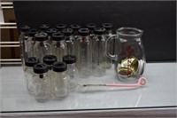 Set of Glass Evenflo Baby Bottles and accessories