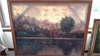 Large Acrylic on canvas, Waterside Scene