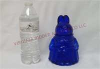 Cobalt Blue Glass Bunny Rabbit Candy Jar