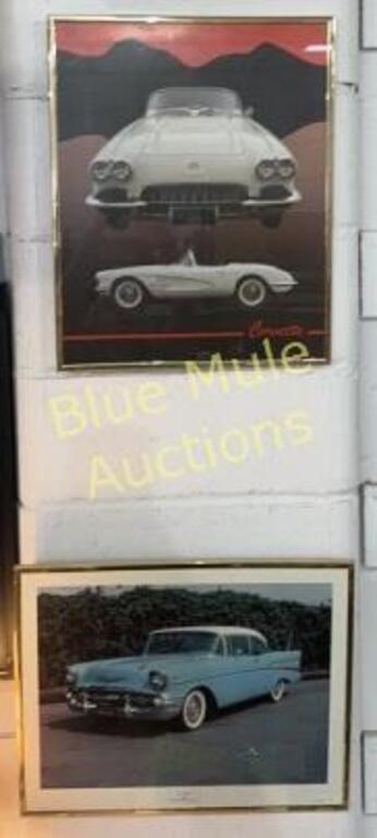 Framed Corvette photo & 57 Chevy 20x16