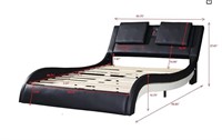 Modern Faux Leather Queen LED Bed Frame