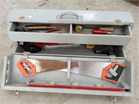 Grey Wooden Tool Box with Tools