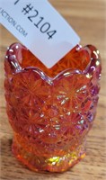 VTG IRIDESCENT RED GLASS TOOTHPICK HOLDER