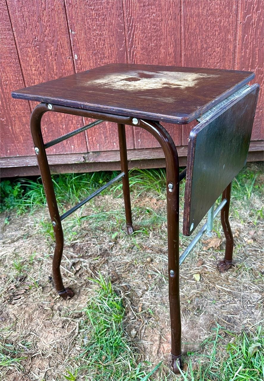 1970's Metal Typewriter Stand with Extension Leaf