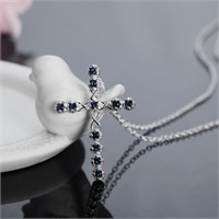 Silver Plated crystal cross Pendant Necklace