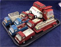 Tray of Vintage Metal Service Toy Trucks