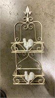 Metal Rooster Wall Basket Decor