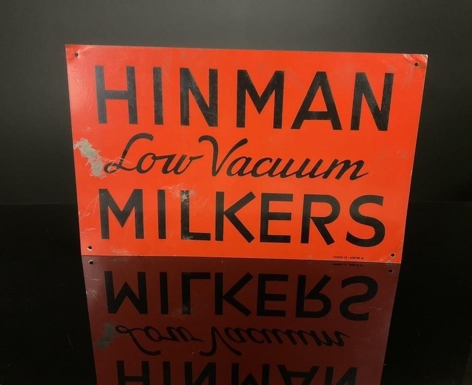 Hinman Low Vacuum Milkers Sign