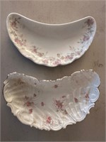 Pair of Vintage Porcelain Bone Dishes