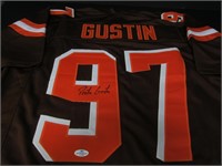 BROWNS POTER GUSTIN SIGNED JERSEY FSG COA