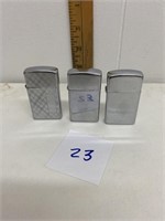 3 Mini Zippo Lighters 1965, 1991, 1970