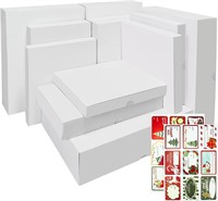 12pc Assorted Size White Boxes with Stickers