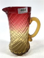 Bohemian Amberina swirl water pitcher