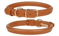 MUROM Rolled Leather Dog Collar Durable Round