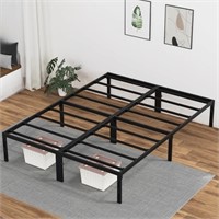 E6153  Nefoso Queen Bed Frame, 14-inch Tall, Black