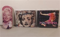 Two Madonna CD's & Marilyn Monroe Tin
