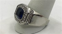 Mens Fashion Ring Sz 12 Blue Center Stone