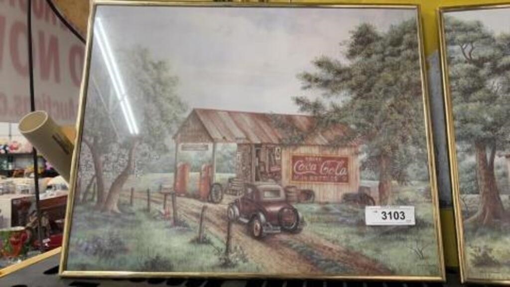 Martin’s garage, Coca-Cola, gas station framed art