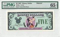 1987 $5 Goofy Proof Disney Dollar PMG 65EPQ