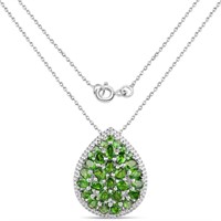 Plated Rhodium 4.65ctw Chrome Diopside Pendant wit