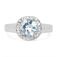 Plated Rhodium 2.25ct Blue Topaz and White Topaz R