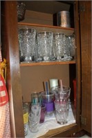 CONTENTS OF CABINET: GLASSES, ETC.