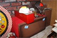 GROUPING: BREAD BOX, CANDY CONTAINER, BBQ TRAY,