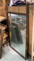 Vintage wood framed wall mirror measures 48x24