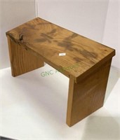 Oak wood foot stool, measures 16 x 9 x 6 1/2.