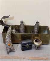 Assorted Vintage Metal Decor Lot Brass Cast Iron