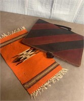 Vintage Leather Tote & Woven Tapestry