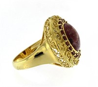 Genuine Red Jasper Antique Style Ring