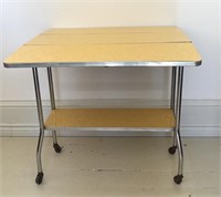 ARBORITE / CHROME FOLDING TABLE/ CART c1950