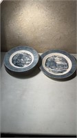 Blue Plates Winter Scene 7-10” Plates, 1-11.5”