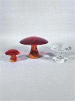 (3) Glass Mushrooms