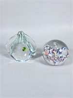 (2) Unsigned Glass Paperweights