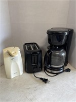 Coffee maker, toaster, can opener