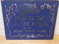 ANTIQUE WW1 Cardboard Patriotic Sign God Bless