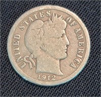 1912d US 90% Silver Barber Dime