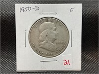 1950 D Franklin half dollar