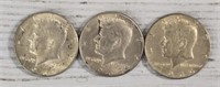 (3) Silver Kennedy Half Dollars: 40% Silver