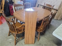 7 Piece - Oval Dining Room Table Set W/Leaf