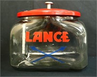 Square glass Lance canister w/ lid