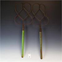 Two wooden antique rug beaters