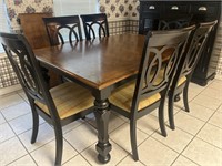 Ashley Furniture Dining Table, Six Chairs & Leaf